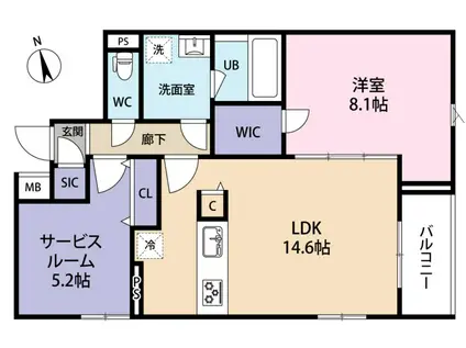 SPコート興野(1SLDK/1階)の間取り写真