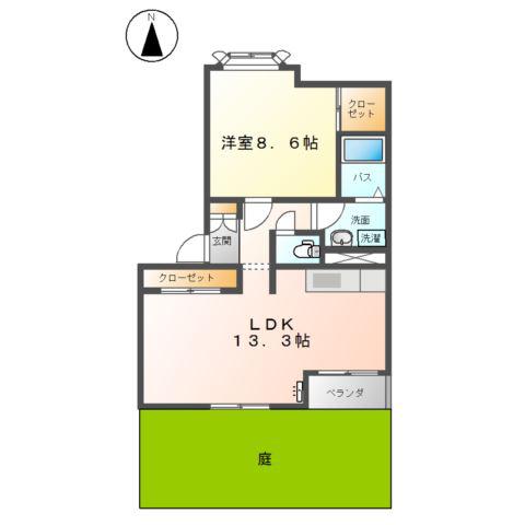 フォーリーフ クローバー(1LDK/1階)の間取り写真