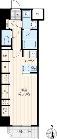 LOG MORISHITA(1K/9階)の間取り写真