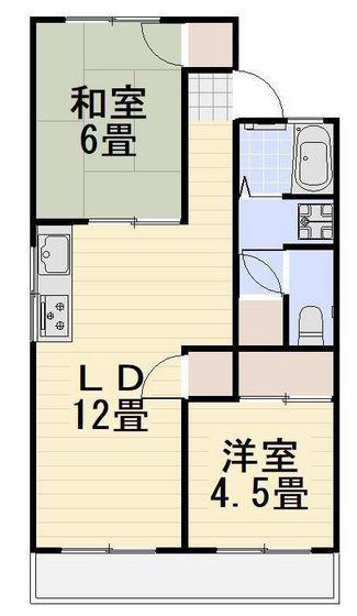 コーポラス高島新屋敷(2LDK/2階)の間取り写真