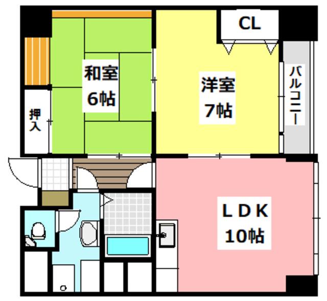 ホワイトハウス穂積(2LDK/4階)の間取り写真