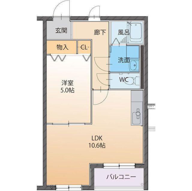 ベルコート(1LDK/1階)の間取り写真
