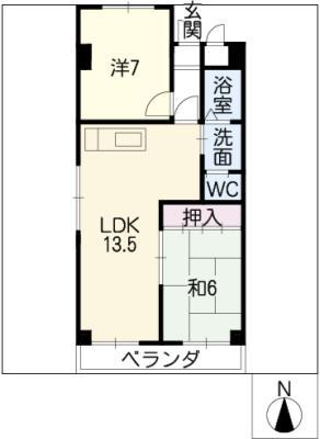 ハイツ花ノ木(2LDK/1階)の間取り写真