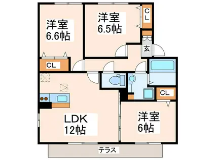 グレイス帯山(3LDK/1階)の間取り写真