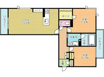 シャーメゾン・ネバーランド(2LDK/2階)の間取り写真