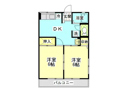 ハイツセレーノS(2DK/1階)の間取り写真