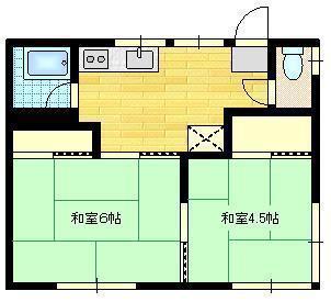 若楠コーポ(2DK/1階)の間取り写真