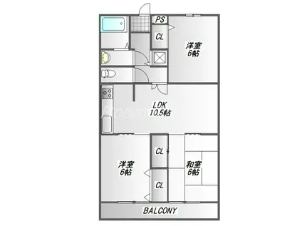 カサコモダPART3(3LDK/1階)の間取り写真