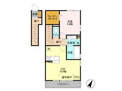 BALL PARK Aボールパーク(1LDK/2階)の間取り写真