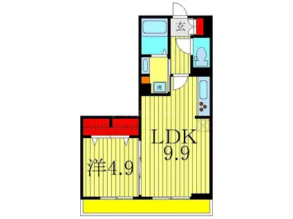 フェリーチェおおたかの森II(1LDK/2階)の間取り写真