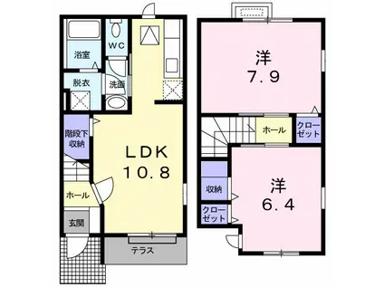 サンリット・ヴィラ・イーストD(2LDK/1階)の間取り写真