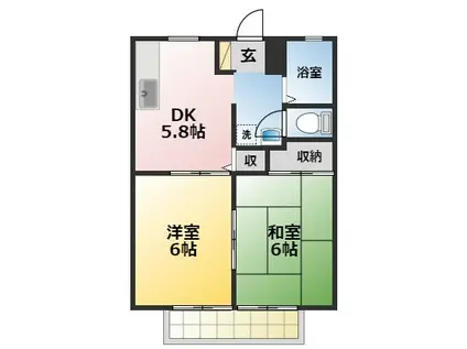 サンシティ西尾口(2DK/2階)の間取り写真