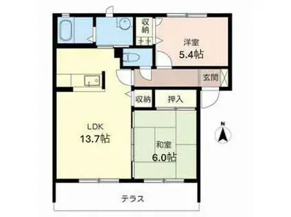 ラフィナートB・C(2LDK/1階)の間取り写真