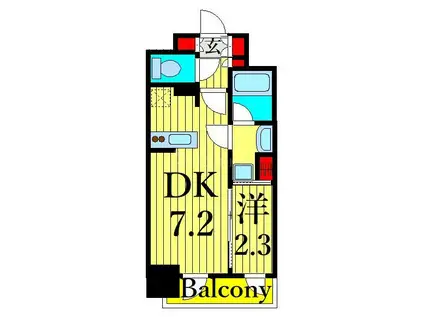 グランカーサ三ノ輪II(1DK/2階)の間取り写真