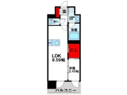 プレジデンス ざ 三萩野(1LDK/4階)の間取り写真