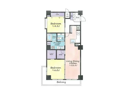 松涛パークハウス(2LDK/4階)の間取り写真