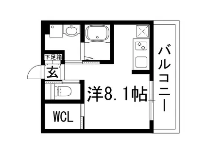 ピースマイルカーサバラ公園(ワンルーム/1階)の間取り写真
