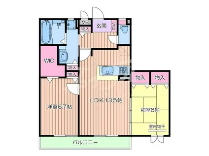 サンスクエア千里万博公園 B棟(2LDK/1階)の間取り写真