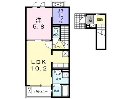 エスペランサ(1LDK/2階)の間取り写真