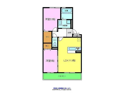 D-ROOM セピアコート鳳(2LDK/2階)の間取り写真