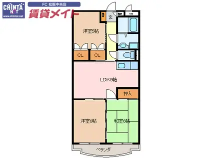 アルカンシエル(3DK/3階)の間取り写真