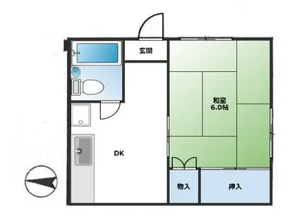 清水コーポ(1DK/1階)の間取り写真
