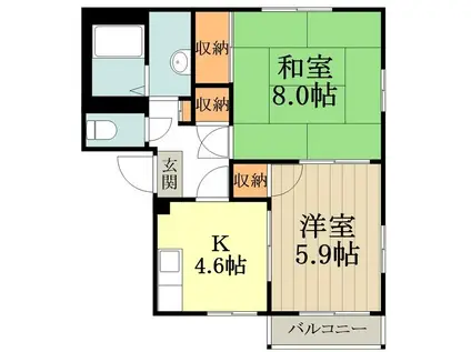 サンモールA(2K/1階)の間取り写真