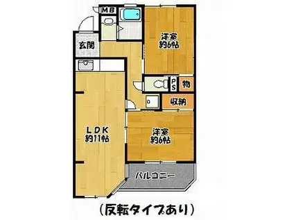 エルパラッツォ三田(2LDK/1階)の間取り写真