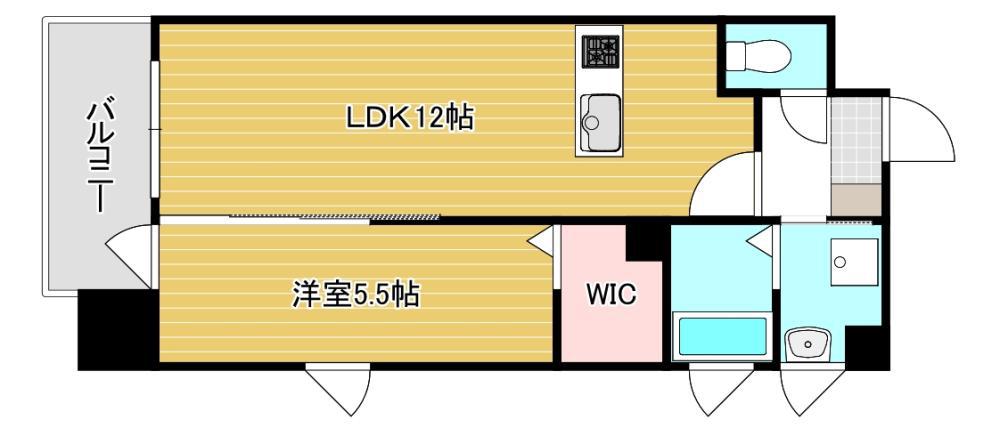 MUU.黒崎(1LDK/1階)の間取り写真