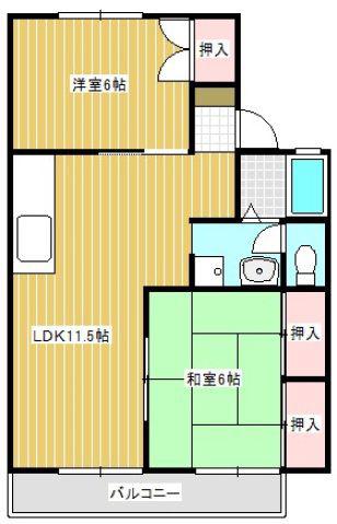 パークハウス三宅(2LDK/2階)の間取り写真