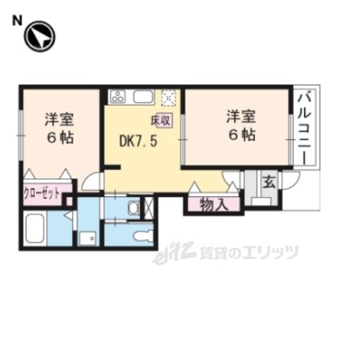 ブローテ(2DK/1階)の間取り写真