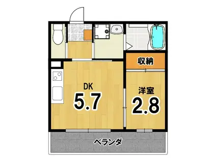 アイメゾン京都洛苑(1DK/3階)の間取り写真