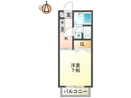 フレグランス望(1K/2階)の間取り写真