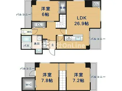 ボヌール21(3LDK/2階)の間取り写真