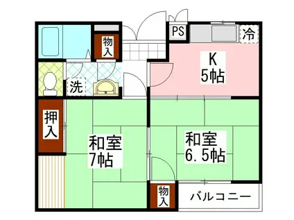 アピア白鳥A(2K/1階)の間取り写真