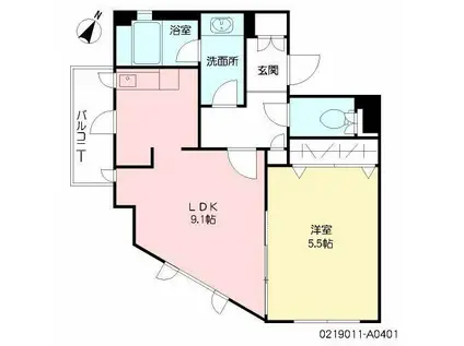 アネシス片野(1LDK/4階)の間取り写真