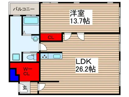 アヴェニール戸田(1LDK/5階)の間取り写真