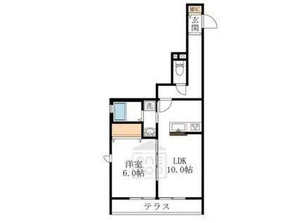 グランロワ(1LDK/1階)の間取り写真