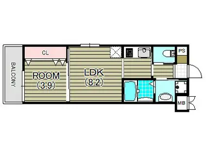PARKS泉佐野(1LDK/3階)の間取り写真
