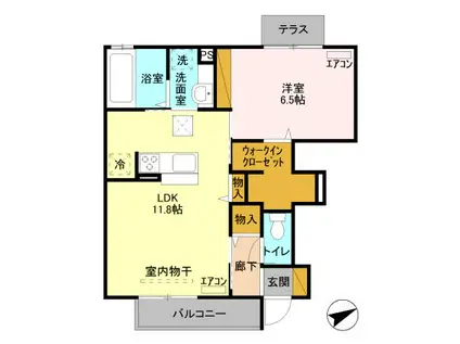 シャインアイリス I(1LDK/1階)の間取り写真