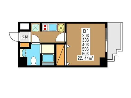 エスポワール横浜(1K/2階)の間取り写真