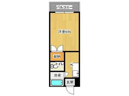 コムフォート但馬(1K/2階)の間取り写真