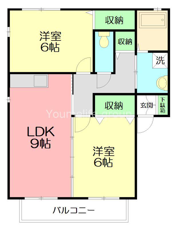 シャルマンA(2LDK/2階)の間取り写真