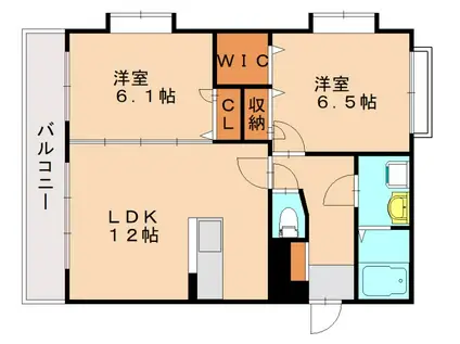 M・ウイスタリア(2LDK/3階)の間取り写真