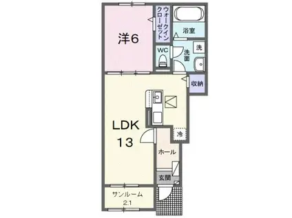 カルムIV(1LDK/1階)の間取り写真