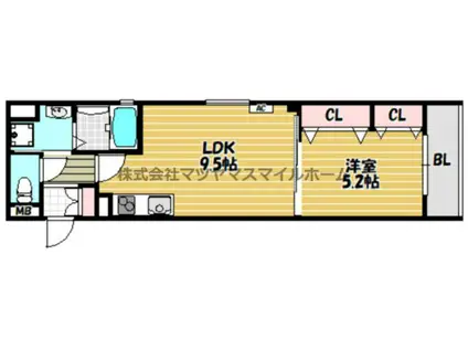 ピレーネ焼野(1LDK/2階)の間取り写真
