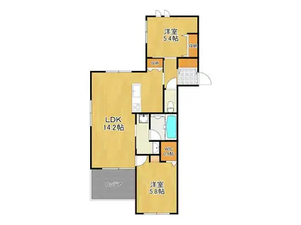 新作6丁目メゾン(2LDK/3階)の間取り写真
