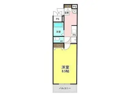 アイランド打中(1K/1階)の間取り写真