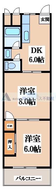 日の出コーポ(2DK/2階)の間取り写真
