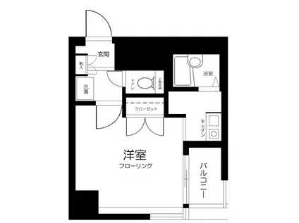 グランヴァン水天宮(1K/4階)の間取り写真